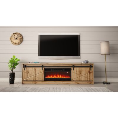 3. GRANERO TV cabinet + fireplace 200x56.7x35 Wotan oak