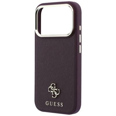 6. Guess Saffiano Small 4G & Classic Logo MagSafe Case for iPhone 18 Pro / 17 Pro - Burgundy