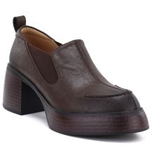 Women's brown leather high-heeled shoes D&A S.Barski CR62-3525