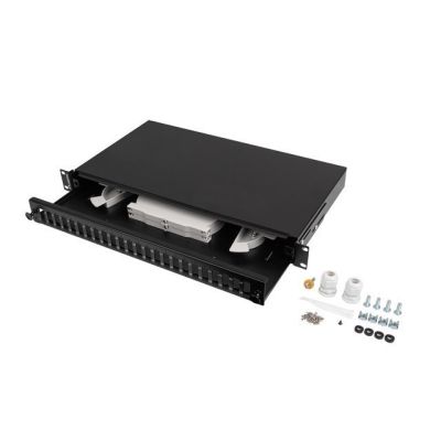 LANBERG 24xSC Duplex / 24xLC Quad Rack Fiber Optic Distribution Box 19" 1U Black + Accessories