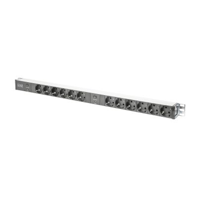 7. Vertical PDU power strip, 12x Schuko sockets, 2x (2m, Unischuko plug, 16A, overload protection)