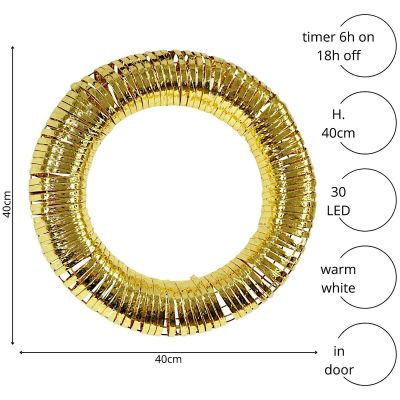 5. DECORATIVE WREATH TIRE 30LED 40CM GOLD