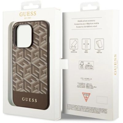 8. Guess GUHMP14LHGCFSEW iPhone 14 Pro 6.1" brown/brown hard case GCube Stripes MagSafe