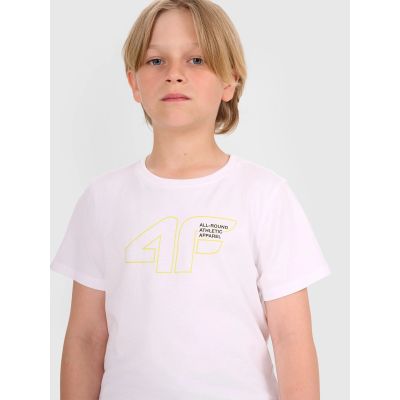 Boys' t-shirt with print 4F 4FJWAW25TTSHM2417-10S