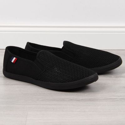 Men's black openwork slip-on sneakers NEWS