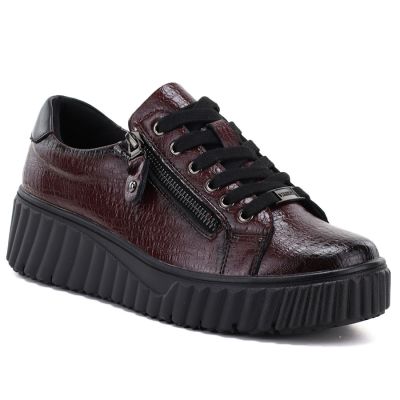 Women's patent leather platform shoes in burgundy Vinceza 133134