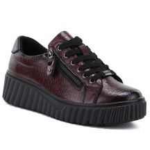 Women's patent leather platform shoes in burgundy Vinceza 133134