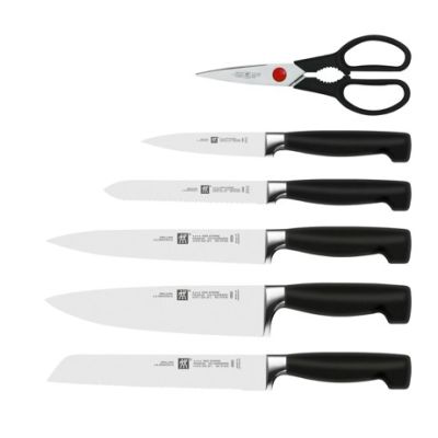 17. ZWILLING Four Star 35145-007-0 Self-Sharpening Knife Set, 7 Pieces, Black