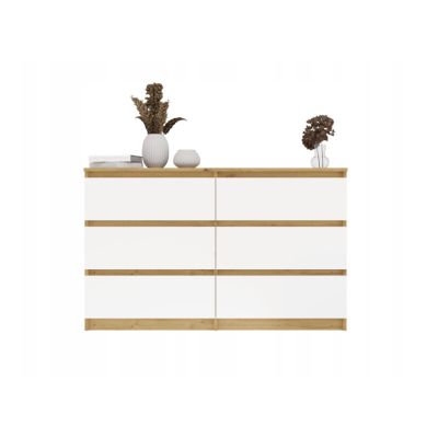 5. M6 MALWA CHEST OF DRAWERS 120CM 6 DRAWERS ART/WHITE SET
