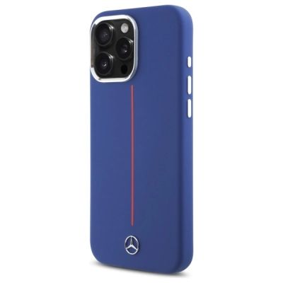 2. Mercedes Silicone Red Stripe MagSafe Case for iPhone 16 Pro Max - Navy Blue