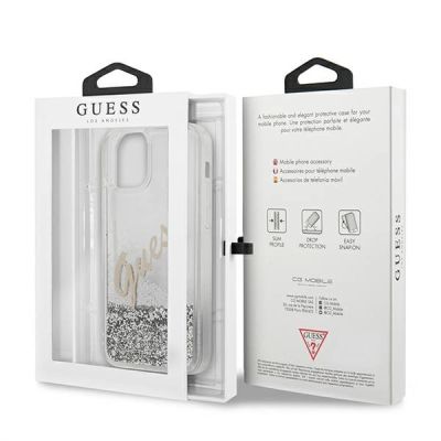 9. Guess GUHCP12LGLVSSI iPhone 12 Pro Max 6.7" silver/silver hardcase Glitter Vintage Script