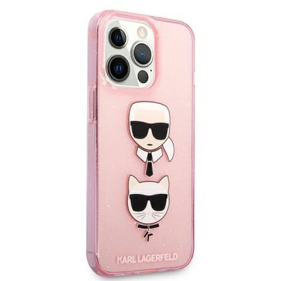 4. Karl Lagerfeld KLHCP13LKCTUGLP iPhone 13 Pro / 13 6,1" różowy/pink hardcase Glitter Karl's & Choupette