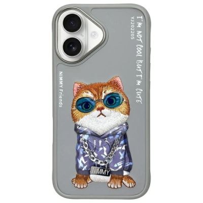 Nimmy Glasses Cool Cat iPhone 16 Case - Gray