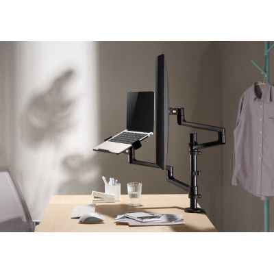 9. GEMBIRD ADJUSTABLE DESK ARM/MONITOR HOLDER + NOTEBOOK STAND 17-32, VESA 100X100MM, UP TO 8 KG
