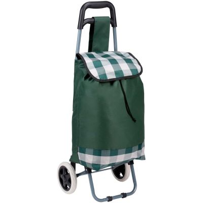 6. TROLLEY SHOPPING BAG ON WHEELS WITH FRAME 31L GREEN WHITE