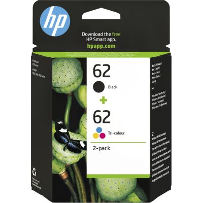HP Ink Cartridge Set HP 62, HP62=N9J71AE, Includes Black and Color, C2P204A+C2P206AE
