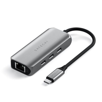 8. Satechi 4-In-1 USB-C Hub - hub for USB-C mobile devices (3x USB-C 3.2 gen2 10Gbps, 2.5 Gigabit Ethernet) (space gray)