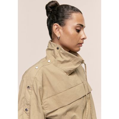 7. CASALL Women's Active Short Sleeve Track Jacket, Sand Color