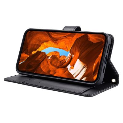 4. Samsung Galaxy A37 5G Leather Wallet Case with Stand and Shoulder Strap - Black