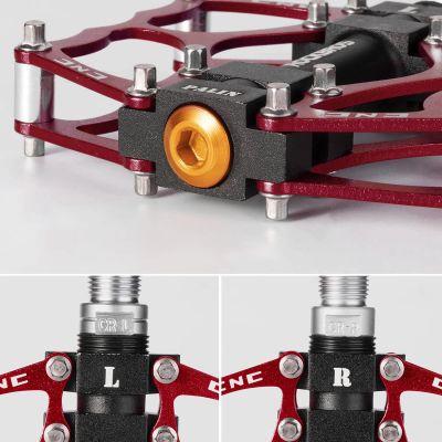 6. Rockbros JT201012LR 2010-12L Aluminum Platform Bicycle Pedals - Red