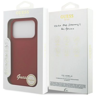 8. Guess Silicone Script Metal Logo MagSafe Case for iPhone 17 Pro - Red