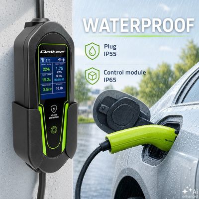 4. Qoltec Charger for electric cars EV and hybrids with 2-in-1 regulation Type2 | 3.5kW | 230V | SCHUKO 16A | Wi-Fi | Tuya | Smart life | LCD | 5m