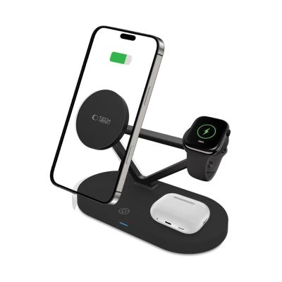 2. Tech-Protect QI15W-A41 3in1 Wireless Charger with MagSafe for Apple Devices - Black