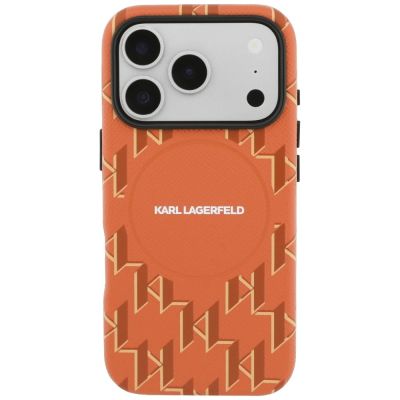 3. Karl Lagerfeld Monogram Logo MagSafe Case for iPhone 17 Pro - Orange