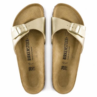 11. Birkenstock Madrid Birko-Flor Gold women's regular wide gold flip-flops (1016106)