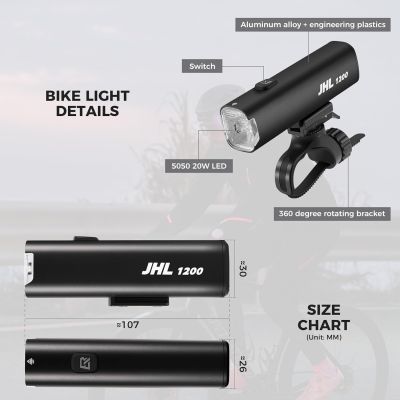 3. Rockbros front bike light 1200LM black