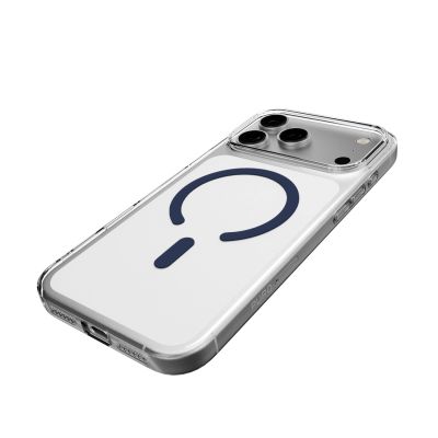 8. Puro Lite Mag TPU+PC Case Compatible with MagSafe for iPhone 17 Pro Max - Transparent with Blue Ring