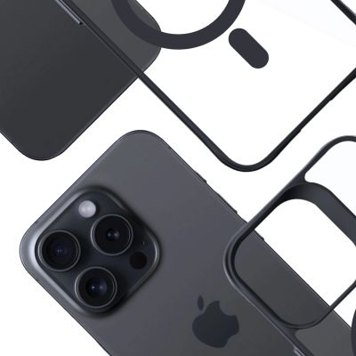 27. 3mk Satin Armor MagCase with MagSafe for iPhone 15 Pro Max - Clear with Black Frame