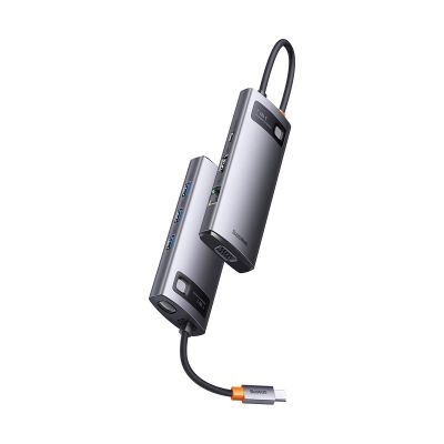 25. Baseus Metal Gleam Series HUB 7-in-1 USB Type C docking station - 1 x HDMI / 1 x VGA / 3 x USB 3.2 Gen. 1 / 1 x Power Delivery / 1 x RJ-45 Ethernet gray (WKWG040013)