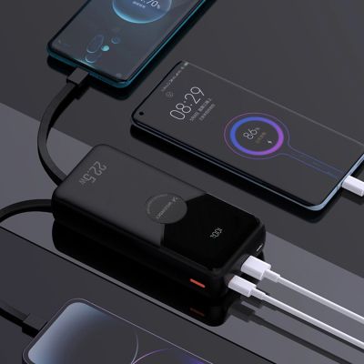 5. Wozinsky WFC-15B 20000mAh 22.5W PD20W Powerbank with Built-in Lightning and USB-C Cables - Black