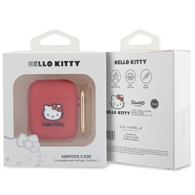 3. Hello Kitty Silicone 3D Kitty Head case for AirPods 1/2 - fuchsia