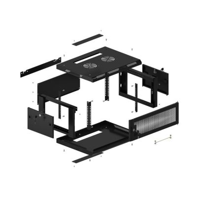 10. WALL-HUNG RACK CABINET 19" 4U 600X450 BLACK PERFORATED DOOR LANBERG (FLAT PACK)
