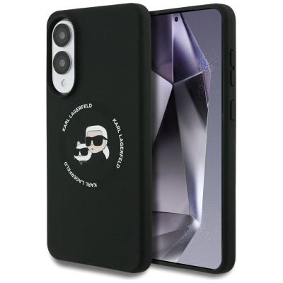 Karl Lagerfeld Silicone nauble Heads And Circle MagSafe case for Samsung Galaxy S25 Edge - black
