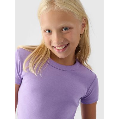 4. Girls' plain T-shirt 4F 4FJRSS24TTSHF2053-52S