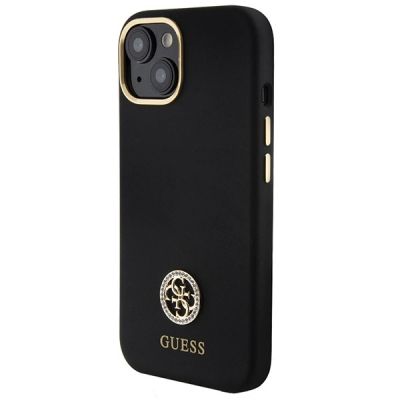 2. Guess Silicone Logo Strass 4G Case for iPhone 15 - Black