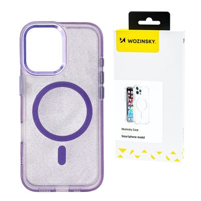 Wozinsky Glitter Case with Mag Safe for Samsung Galaxy S25+ - Purple with Glitter