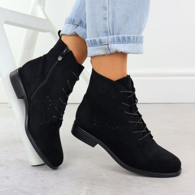 5. Women's openwork suede black ankle boots S.Barski HY52-535