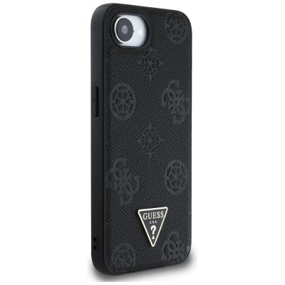 4. Guess Grained Hot Stamp Peony Triangle Logo MagSafe Case for iPhone 16e - Black