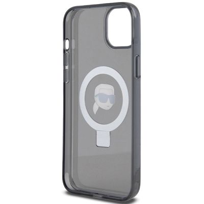 7. Karl Lagerfeld Ring Stand Karl Head MagSafe Case for iPhone 15 Plus / 14 Plus - Black