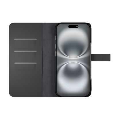 4. Puro Wallet Detachable MagSafe 2in1 PU Leather Case with Flap and Wallet for iPhone 16 Pro - Black