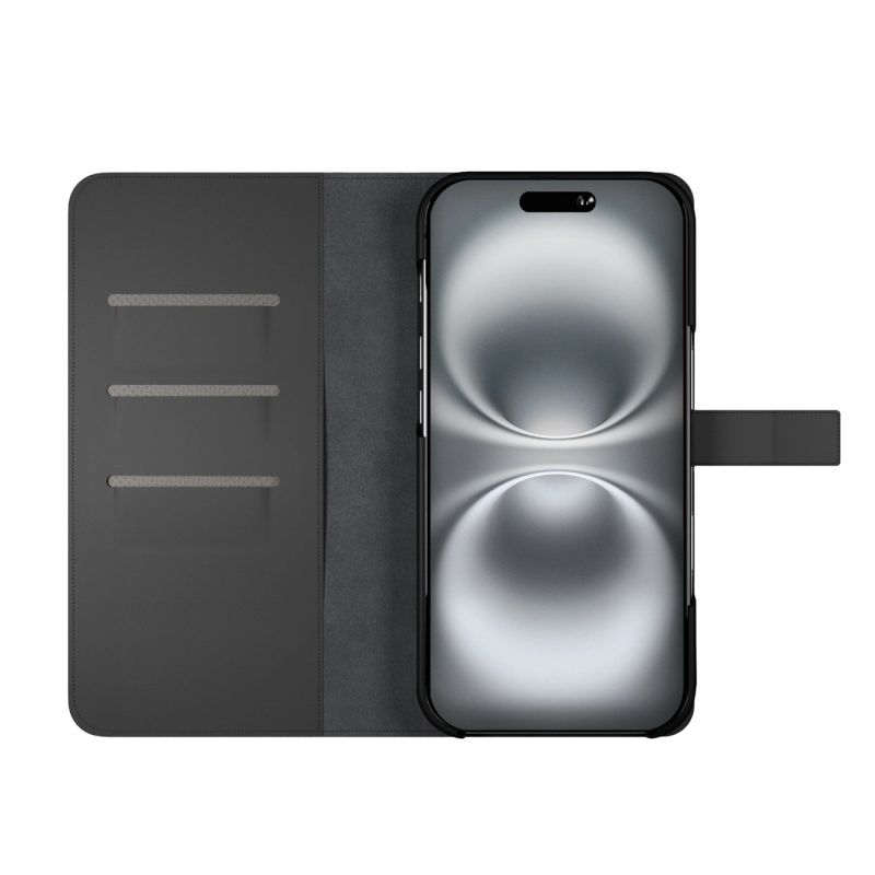 4. Puro Wallet Detachable MagSafe 2in1 PU Leather Case with Flap and Wallet for iPhone 16 Pro - Black