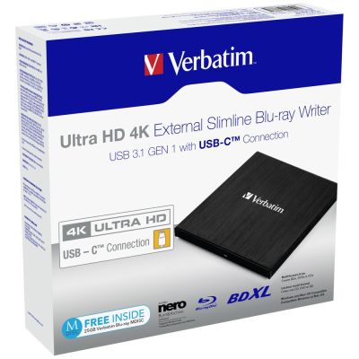 5. VERBATIM EXTERNAL BLU-RAY DRIVE X6 ULTRA HD 4K USB-C 3.1 43888