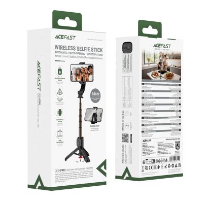 8. Acefast E42 Selfie Stick with Automatic Tripod and Bluetooth Remote Control 63 cm - Black