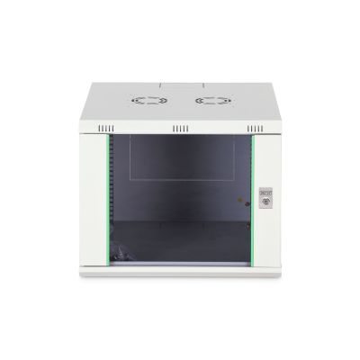 18. DYNAmic 19" 9U 600x600 wall-mounted network cabinet, glass door, gray, undivided, assembled, 60kg