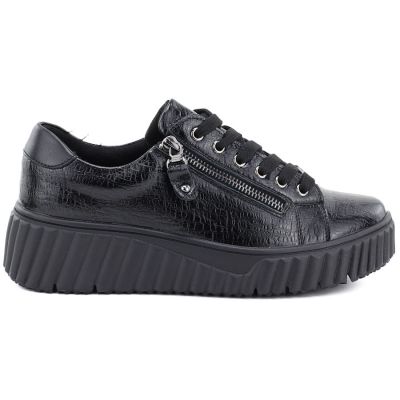 2. Women's patent leather platform shoes, black, Vinceza 133134