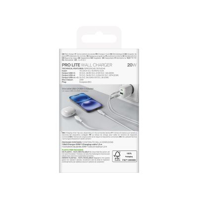 3. Puro PROLITE 20W USB-A / USB-C wall charger + USB-C - USB-C cable 1.2m - white